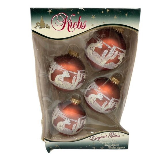 Krebs Exclusive Designer Glass Christmas Ornaments Set Of 4 Kokopelli Cactus - Picture 4 of 8
